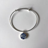 Bangle Style Charm Bracelet - Sterling Silver - Made with your wedding lace (or any sentimental material)
