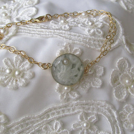Wedding Lace Bracelet - (Or Any Sentimental Material) - Custom 14K Gold Bracelet