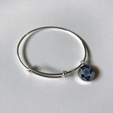 Bangle Style Charm Bracelet - Sterling Silver - Made with your wedding lace (or any sentimental material)