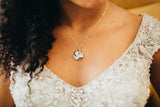 Wedding Lace Necklace - Or Any Sentimental Material -14K Gold Medium Pendant
