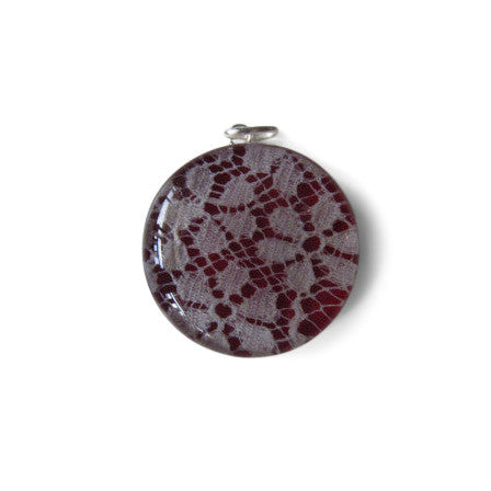 Wedding Lace (or any sentimental material) Charm - Sterling Silver Medium Pendant (no chain)